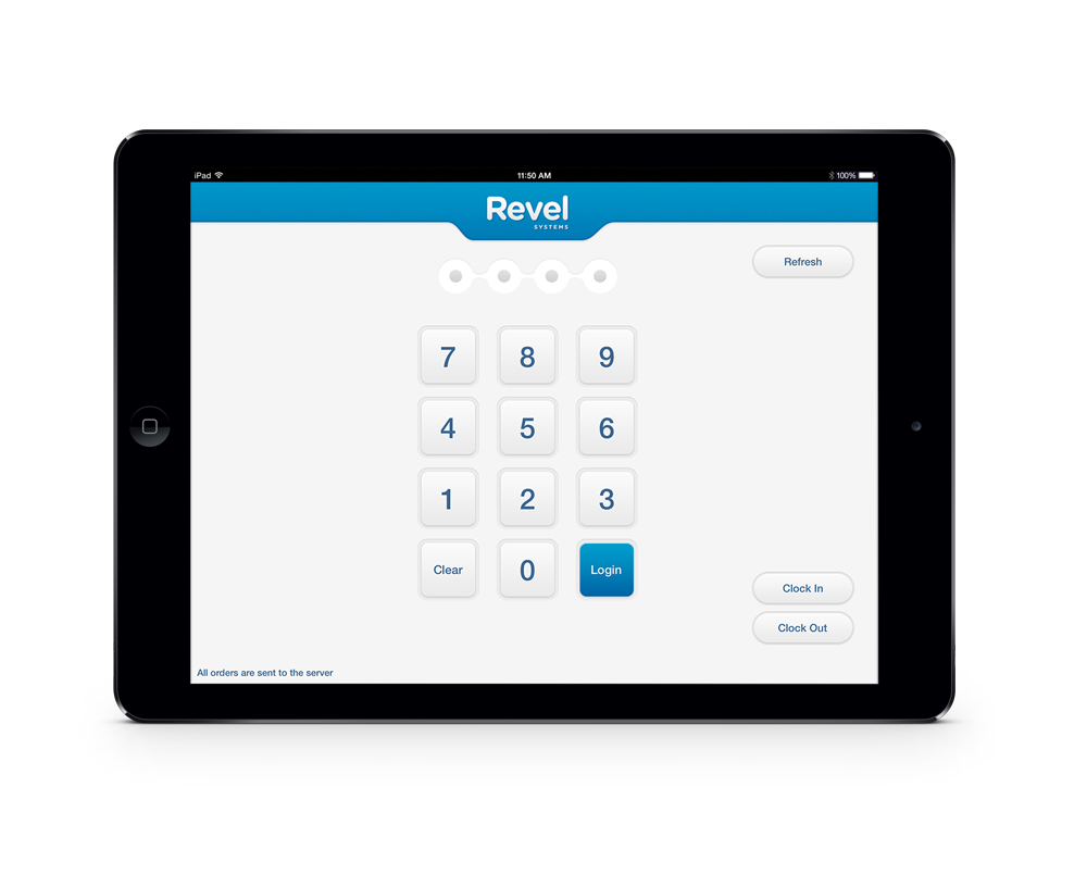 Revel Systems iPad POS PIN Screen on the iPad Air 2