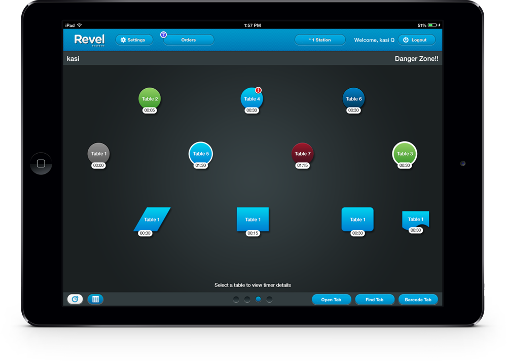 Restaurant Table Timers on the Revel Systems iPad POS