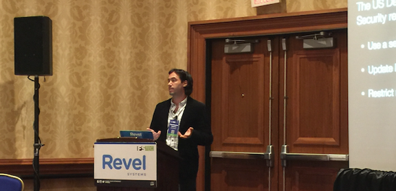 Chris Ciabarra, CTO and co-founder of Revel Systems, presenting his Enterprise & Information Security keynote